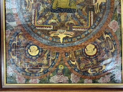 27112249b - Thangka alt, Tibet, Ende 20.Jhd, Papiermalerei, ca. 88 x 63 cm, EHZ: 1-2, (gerahmt) ...