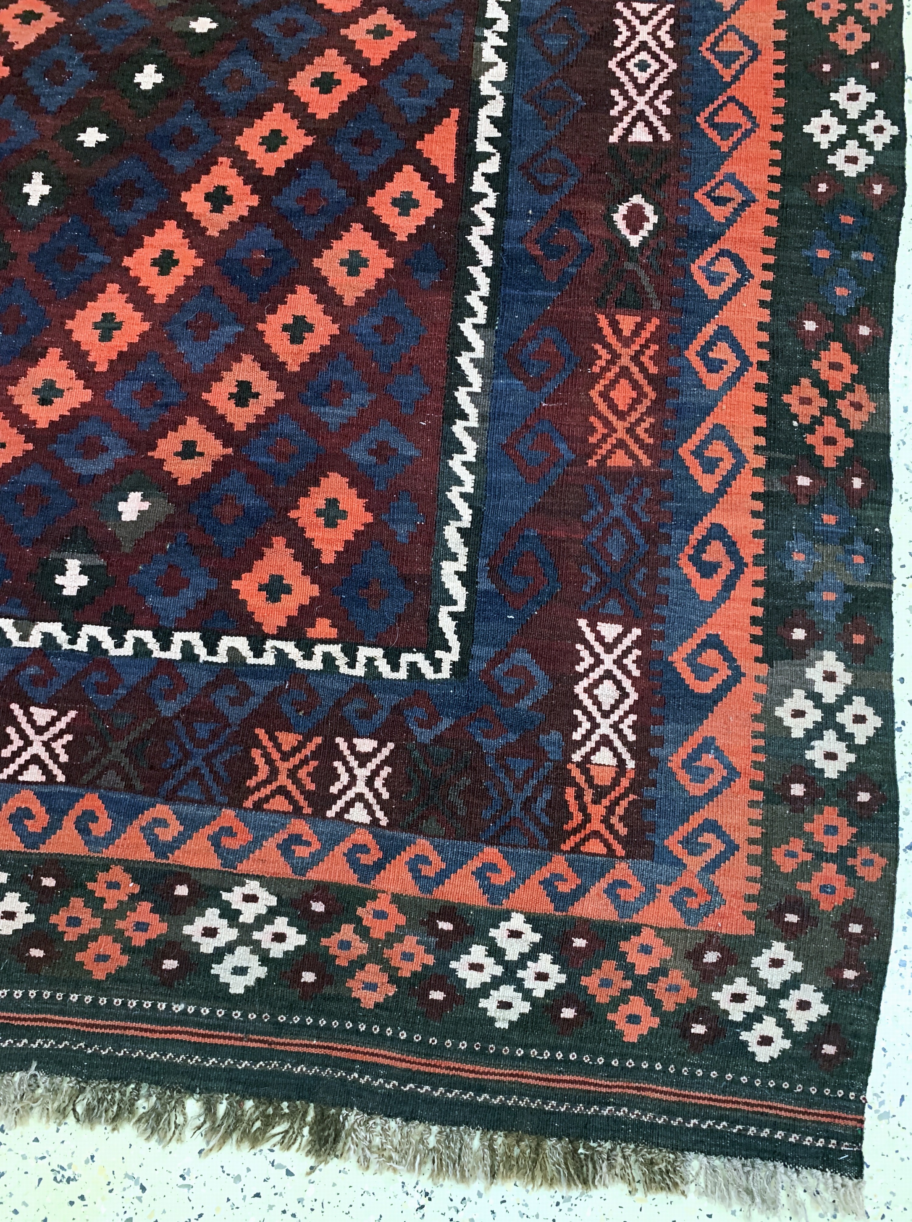Detail a: Meymaneh Kelim, Afghanistan, Anfang 20.Jhd,Wolle auf Wolle, ca. 455 x 310 cm, EHZ: 2