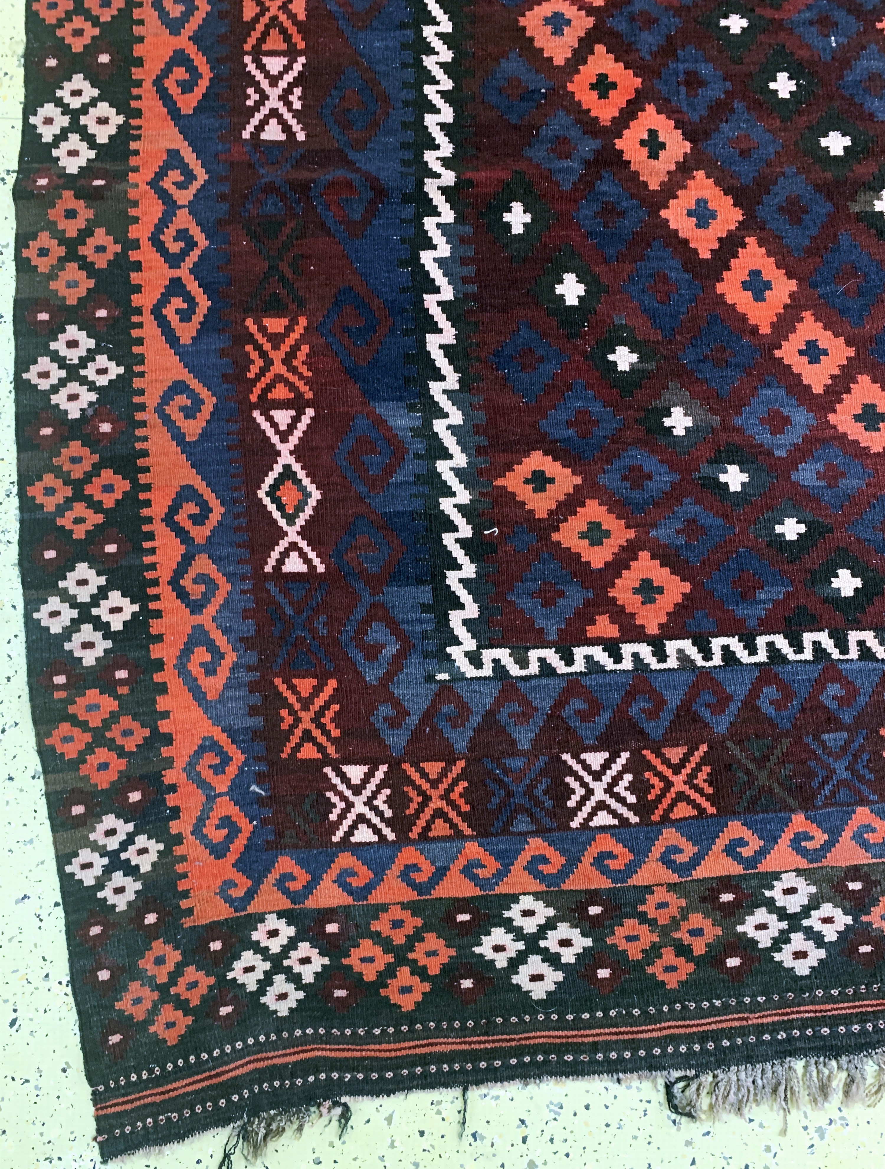 Detail b: Meymaneh Kelim, Afghanistan, Anfang 20.Jhd,Wolle auf Wolle, ca. 455 x 310 cm, EHZ: 2