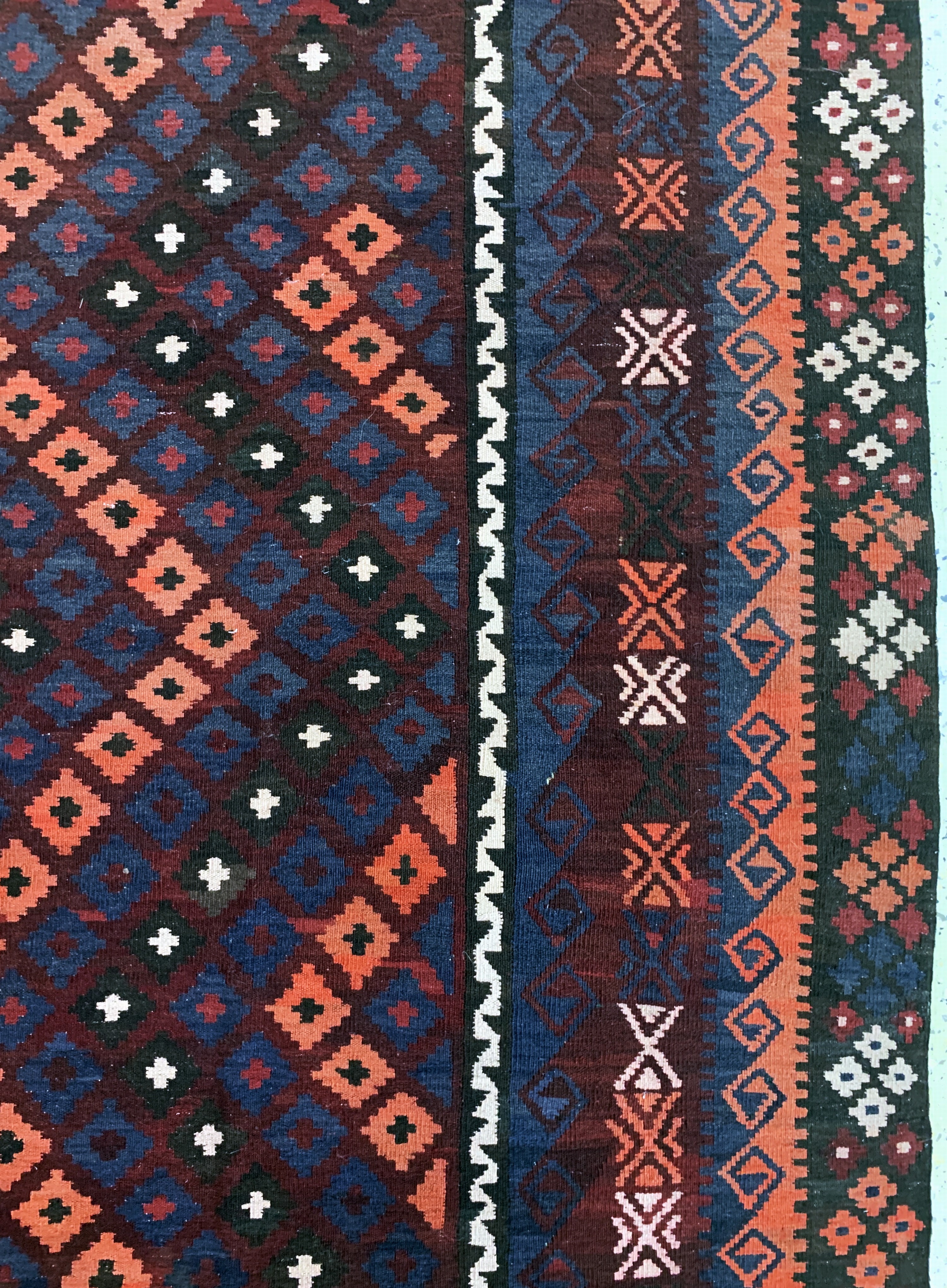 Detail e: Meymaneh Kelim, Afghanistan, Anfang 20.Jhd,Wolle auf Wolle, ca. 455 x 310 cm, EHZ: 2