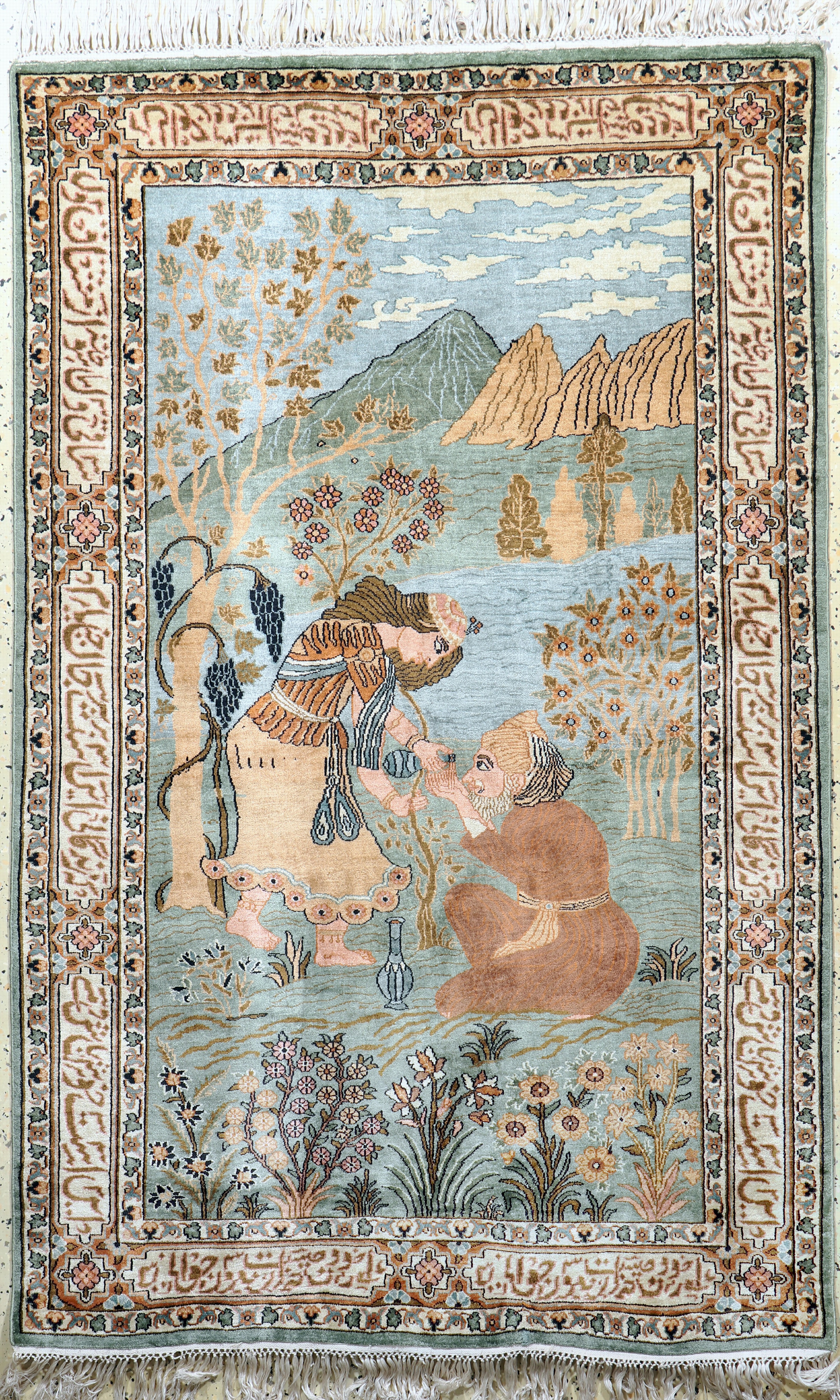 Image 27112444 - Kaschmir Seide, Pakistan, Neuwertig, reine Naturseide, ca. 164 x 105 cm Schätzpreis: ...