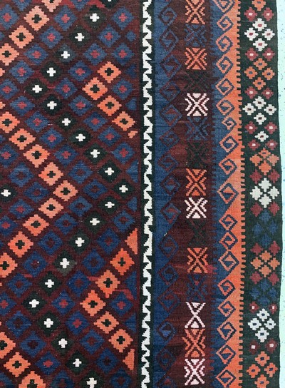 27112436e - Meymaneh Kelim, Afghanistan, Anfang 20.Jhd,Wolle auf Wolle, ca. 455 x 310 cm, EHZ: 2 ...