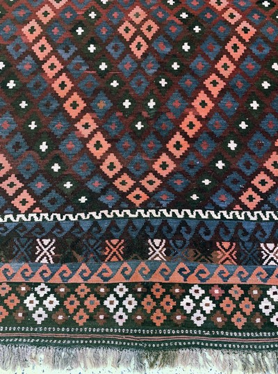 27112436g - Meymaneh Kelim, Afghanistan, Anfang 20.Jhd,Wolle auf Wolle, ca. 455 x 310 cm, EHZ: 2 ...
