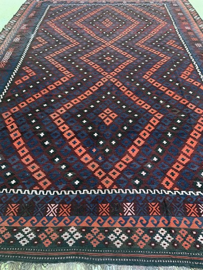 27112436i - Meymaneh Kelim, Afghanistan, Anfang 20.Jhd,Wolle auf Wolle, ca. 455 x 310 cm, EHZ: 2 ...