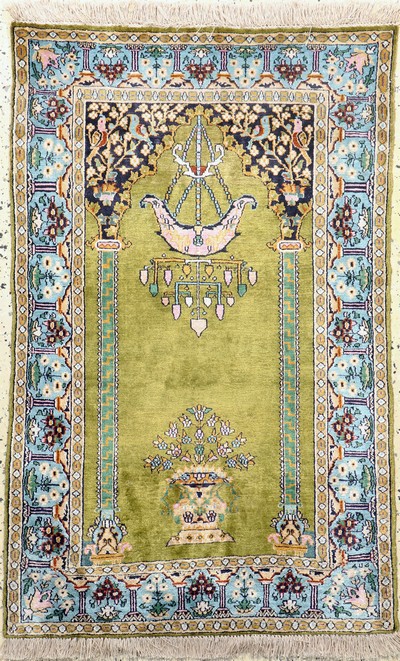 Image Kaschmir Seide, Indien, Neuwertig, Seide auf Baumwolle, ca. 120 x 75 cm Schätzpreis: ...