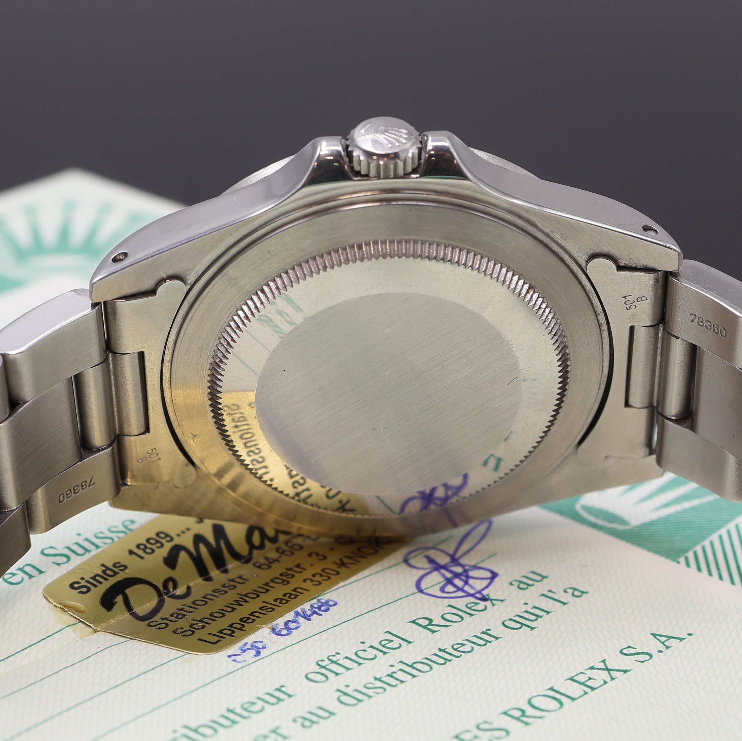 Detail e: ROLEX Herrenarmbanduhr Oyster Perpetual Date Explorer II Referenz 16570, Automatik, Edelstahlgeh. inkl. Oysterband (Ref. 78360), Lünette m. arab. ...