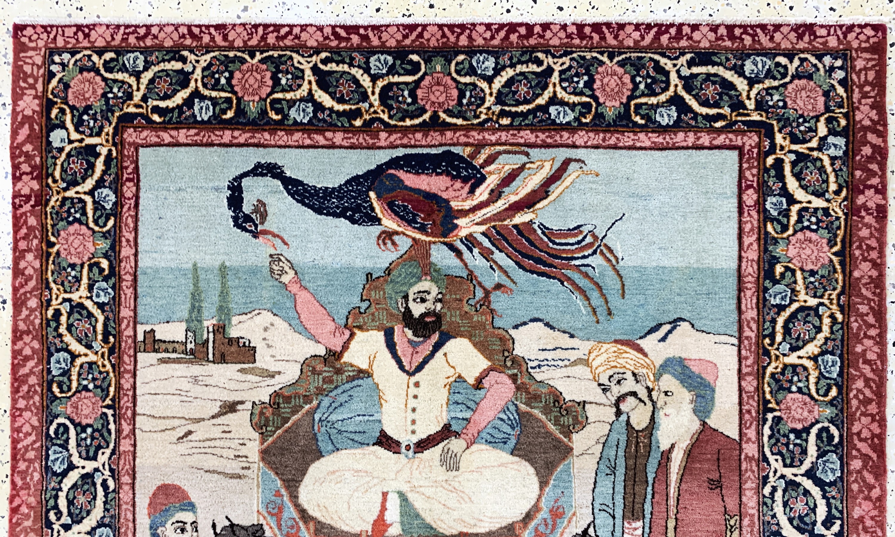 Detail h: Keschan Kork fein Persien, Prophet Sulaiman(Salomon), Anfang 20.Jhd, Korkwolle auf Baumwolle, ca. 212 x 140 cm, EHZ: 1-2