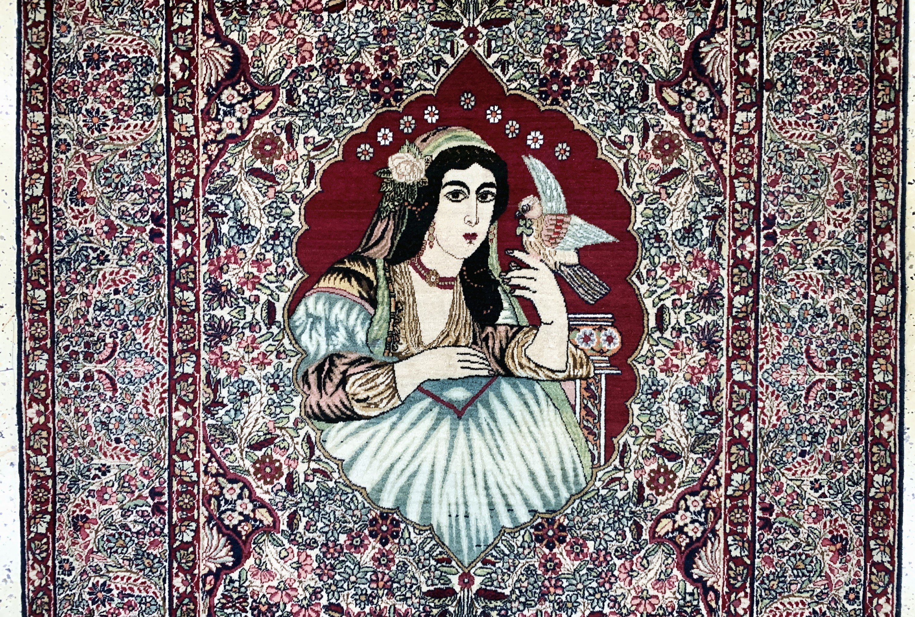 Detail d: Kerman Lawar antik, Persien, um 1900, Wolleauf Baumwolle, ca. 244 x 143 cm, gereinigt, EHZ: 1-2(kleine Restaurierung).