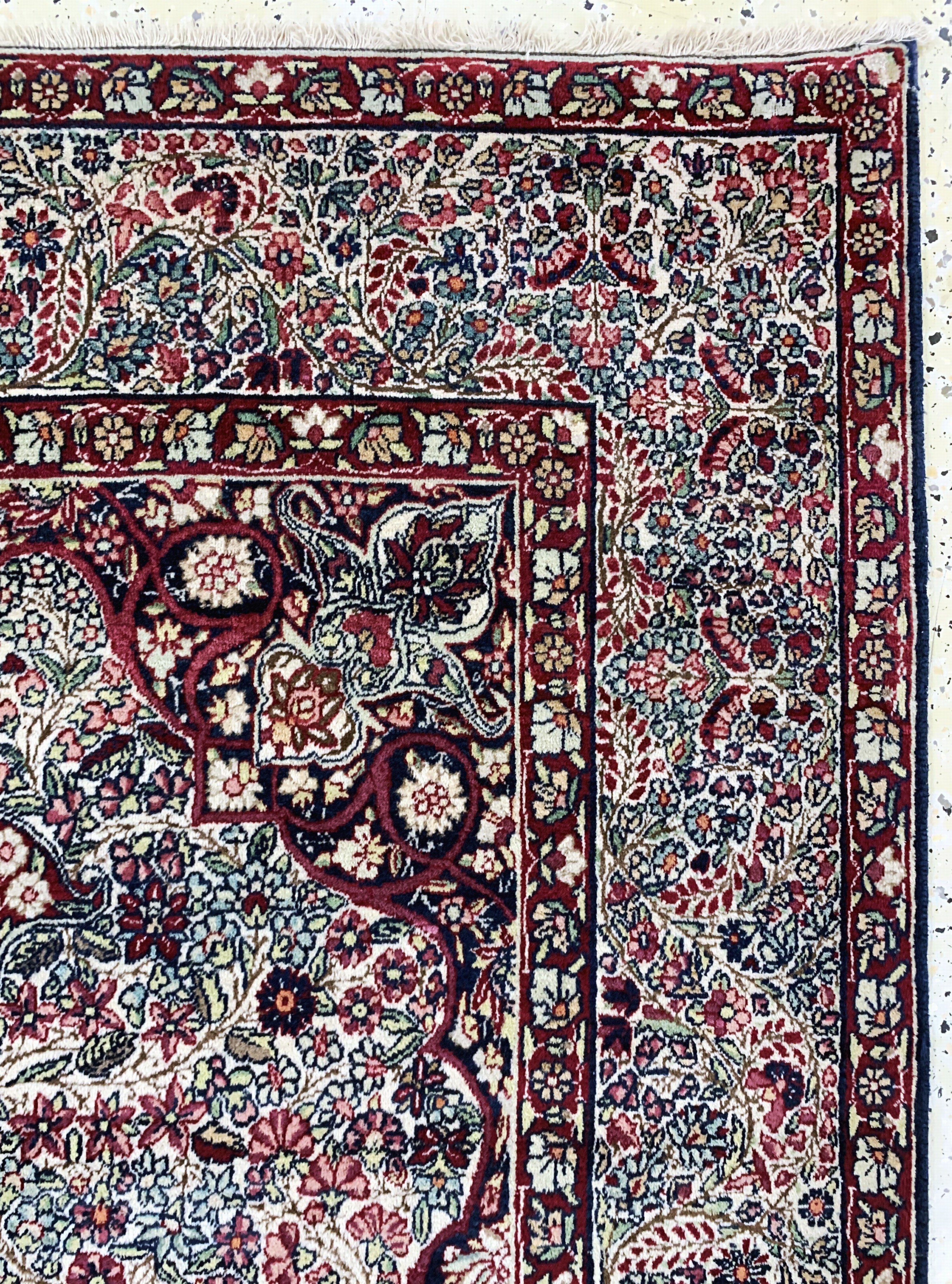 Detail f: Kerman Lawar antik, Persien, um 1900, Wolleauf Baumwolle, ca. 244 x 143 cm, gereinigt, EHZ: 1-2(kleine Restaurierung).