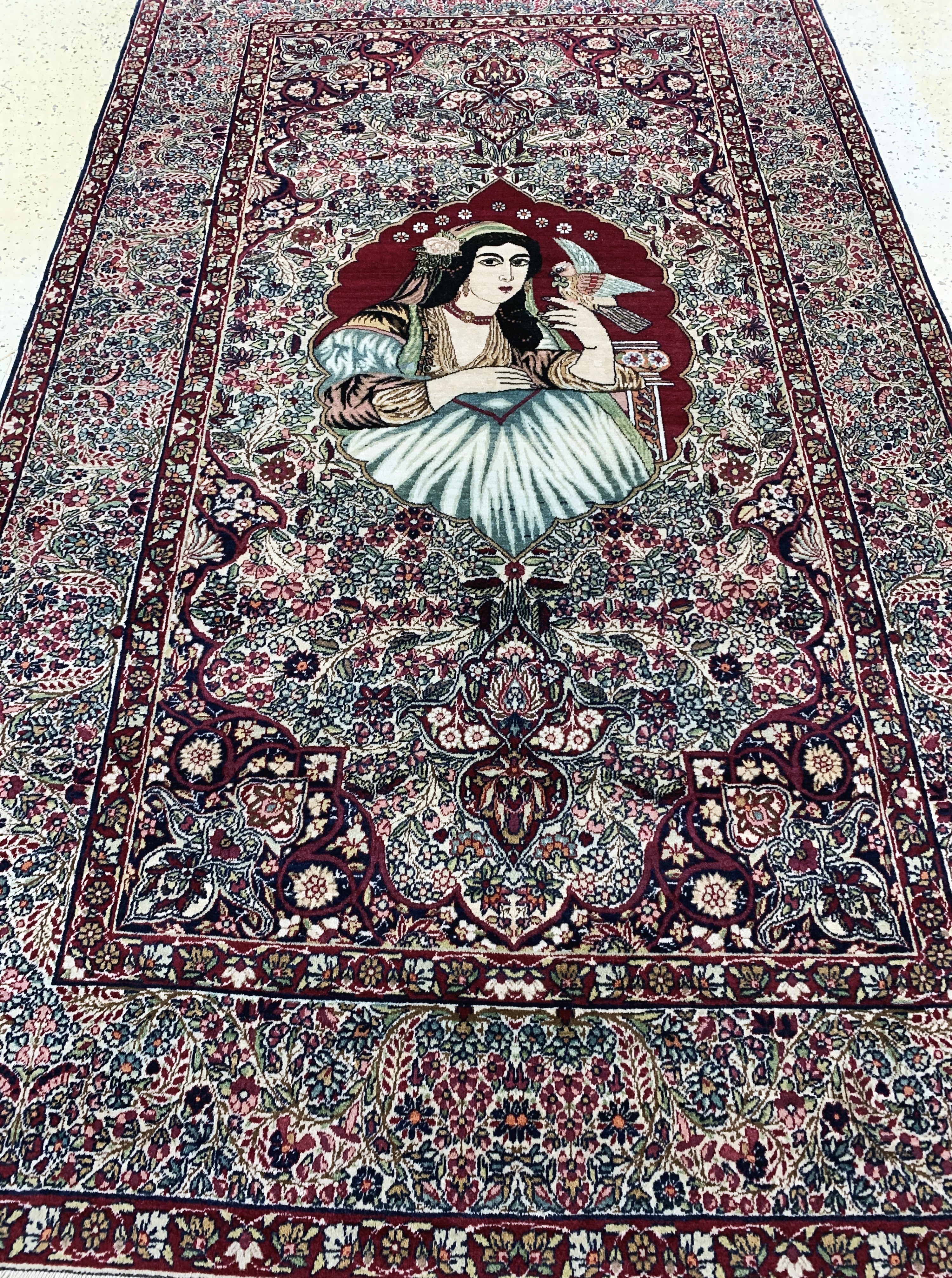 Detail g: Kerman Lawar antik, Persien, um 1900, Wolleauf Baumwolle, ca. 244 x 143 cm, gereinigt, EHZ: 1-2(kleine Restaurierung).