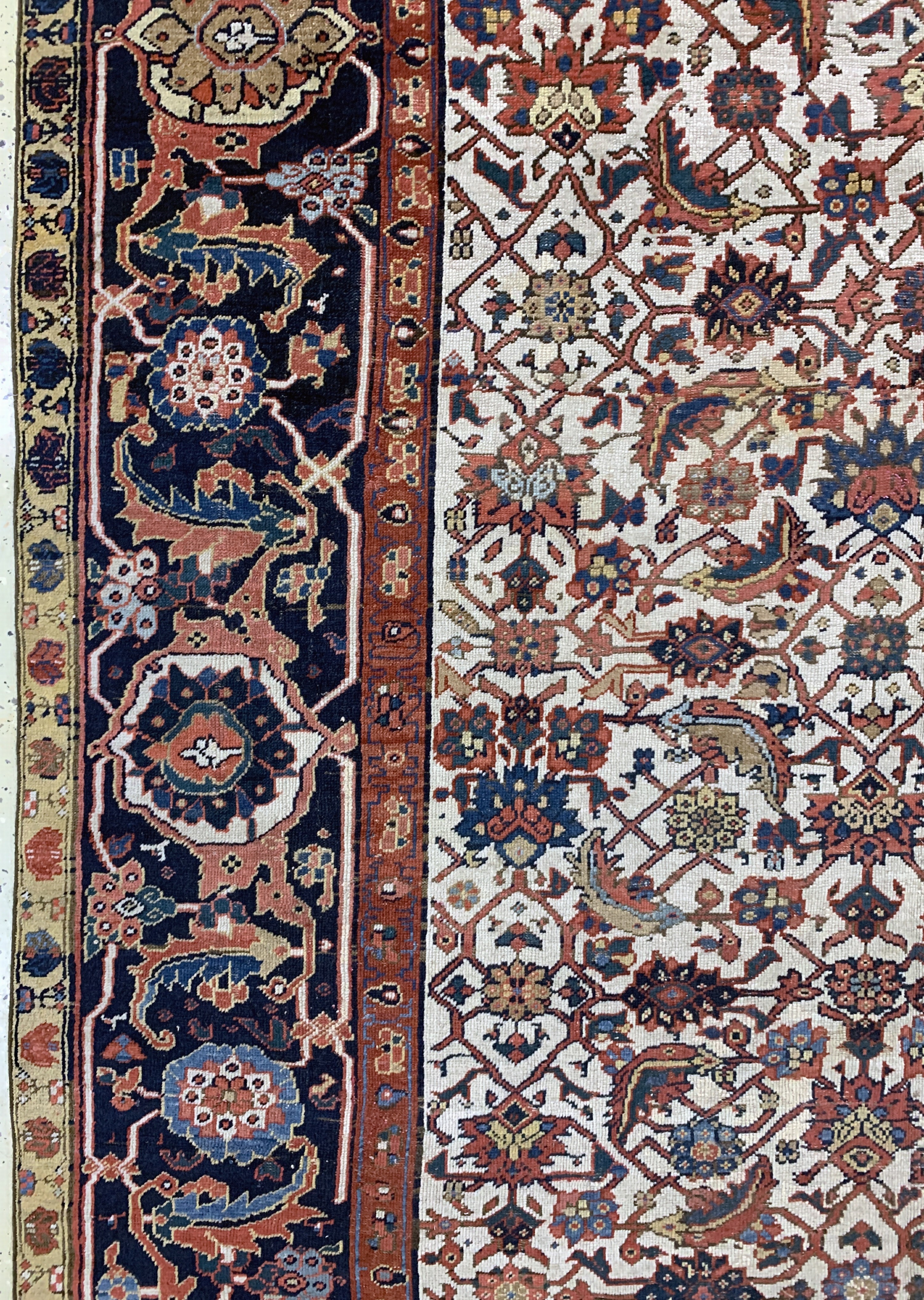 Detail e: "Kelley"antik, Nordwest-Persien, Ende 18.Jhd, Wolle auf Baumwolle, ca. 470 x 187 cm, EHZ: 2-3