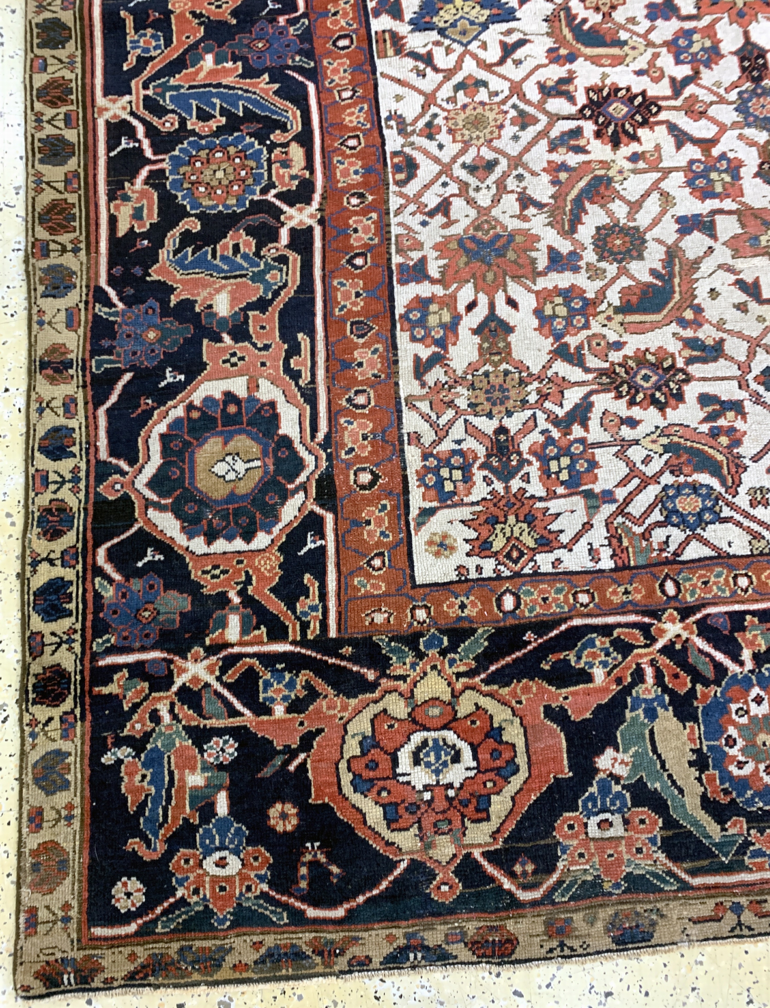 Detail h: "Kelley"antik, Nordwest-Persien, Ende 18.Jhd, Wolle auf Baumwolle, ca. 470 x 187 cm, EHZ: 2-3
