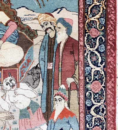 27112509g - Keschan Kork fein Persien, Prophet Sulaiman(Salomon), Anfang 20.Jhd, Korkwolle auf ...