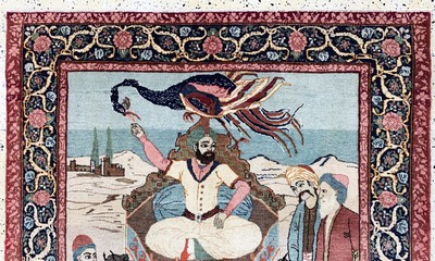 27112509h - Keschan Kork fein Persien, Prophet Sulaiman(Salomon), Anfang 20.Jhd, Korkwolle auf ...