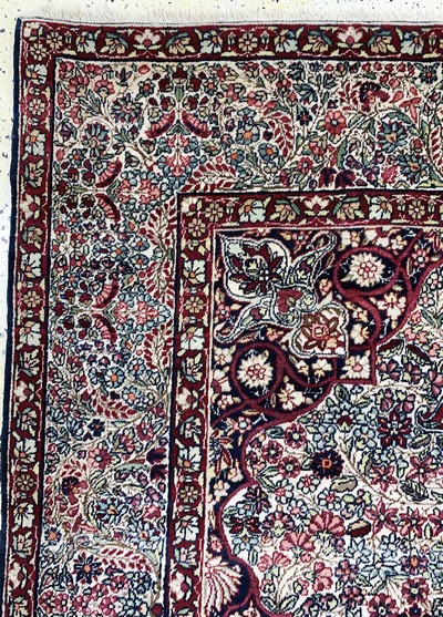 27112511e - Kerman Lawar antik, Persien, um 1900, Wolleauf Baumwolle, ca. 244 x 143 cm, gereinigt, ...