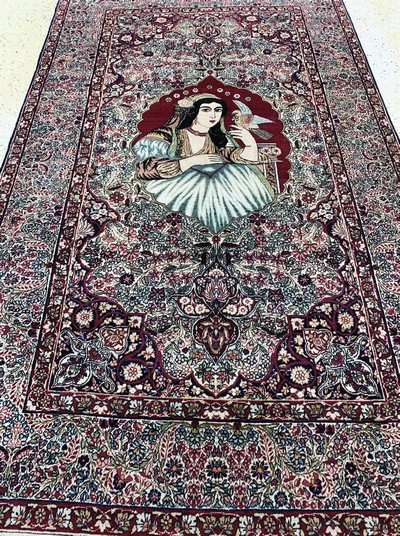 27112511g - Kerman Lawar antik, Persien, um 1900, Wolleauf Baumwolle, ca. 244 x 143 cm, gereinigt, ...
