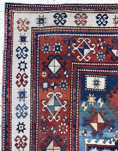 27112519f - ´Karachoph-Kazak´antik, Kaukasus, 19.Jhd, Wolle auf Wolle, ca. 260 x 182 cm, EHZ: 2-3, ...