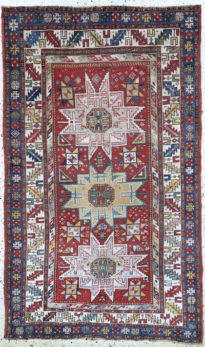 Image Antique Kazak, Caucasus, 19th century, wool onwool, approx. 205 x 122 cm, condition: 2-3, ...