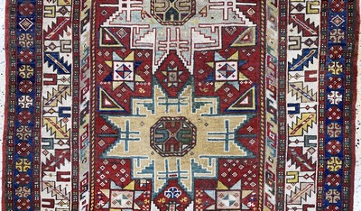 27112520b - Antiker Kazak, Kaukasus, 19.Jhd, Wolle auf Wolle, ca. 205 x 122 cm, EHZ: 2-3, ...