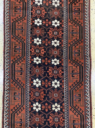 27112521d - Belutsch antik, Persien, um 1900, Wolle aufWolle, ca. 445 x 92 cm, gereinigt, EHZ: 2 ...