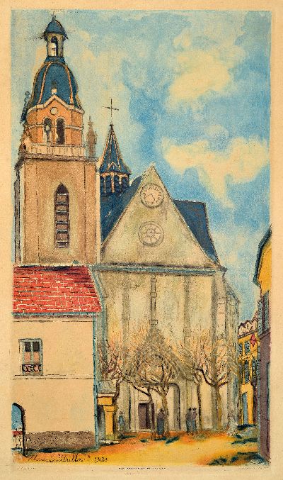 Image Maurice Utrillo, 1883-1955, Chalcographie, ´L´Eglise de Limours´ (1922), das von Maurice ...