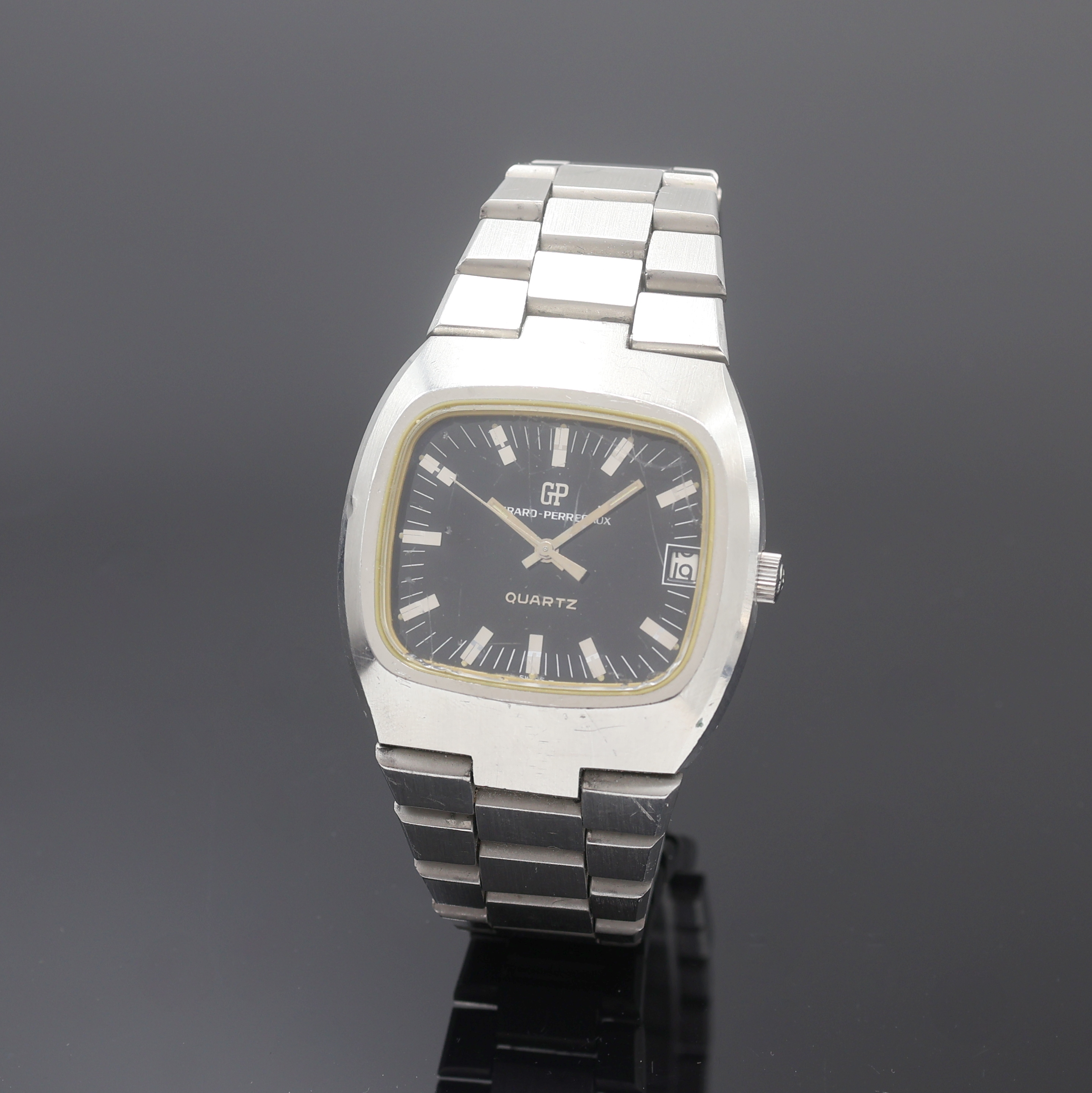 Image 27113145 - GIRARD PERREGAUX Herrenarmbanduhr, Schweiz um 1970, quarz, massives Stahlgeh. inkl. ...