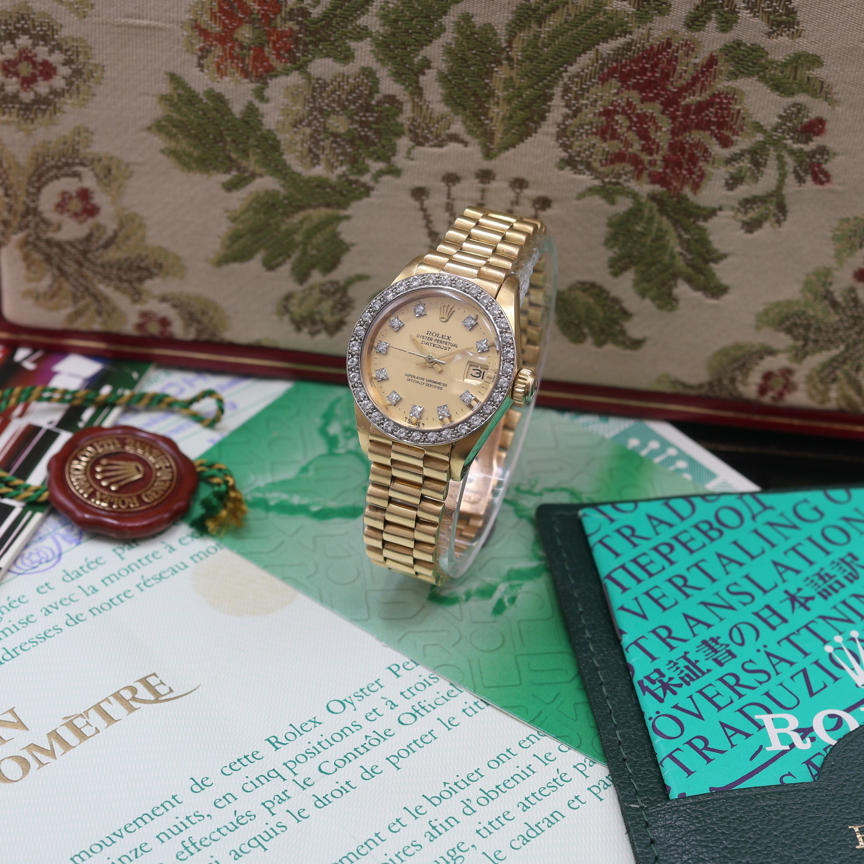 Image 27113357 - ROLEX Oyster Perpetual Datejust Damenarmbanduhr in GG 750/000 mit Diamanten Referenz ...