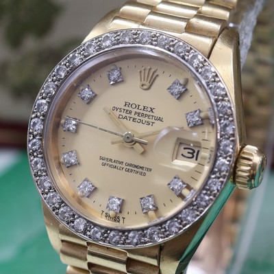 27113357a - ROLEX Oyster Perpetual Datejust Damenarmbanduhr in GG 750/000 mit Diamanten Referenz ...