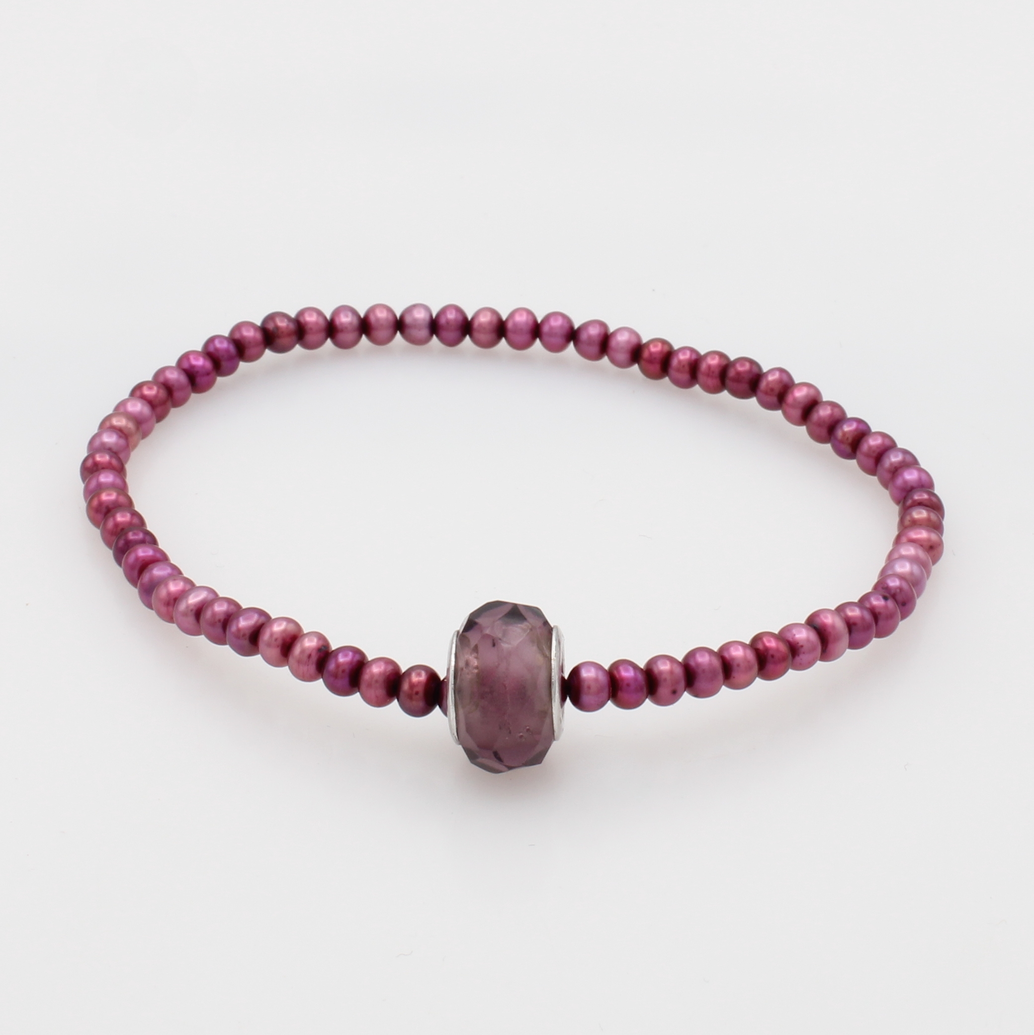 Image 27114472 - Armband mit Süßwasserperlen, Silber 925/000,Perlen violett gef., flexibel, fac. Rondell