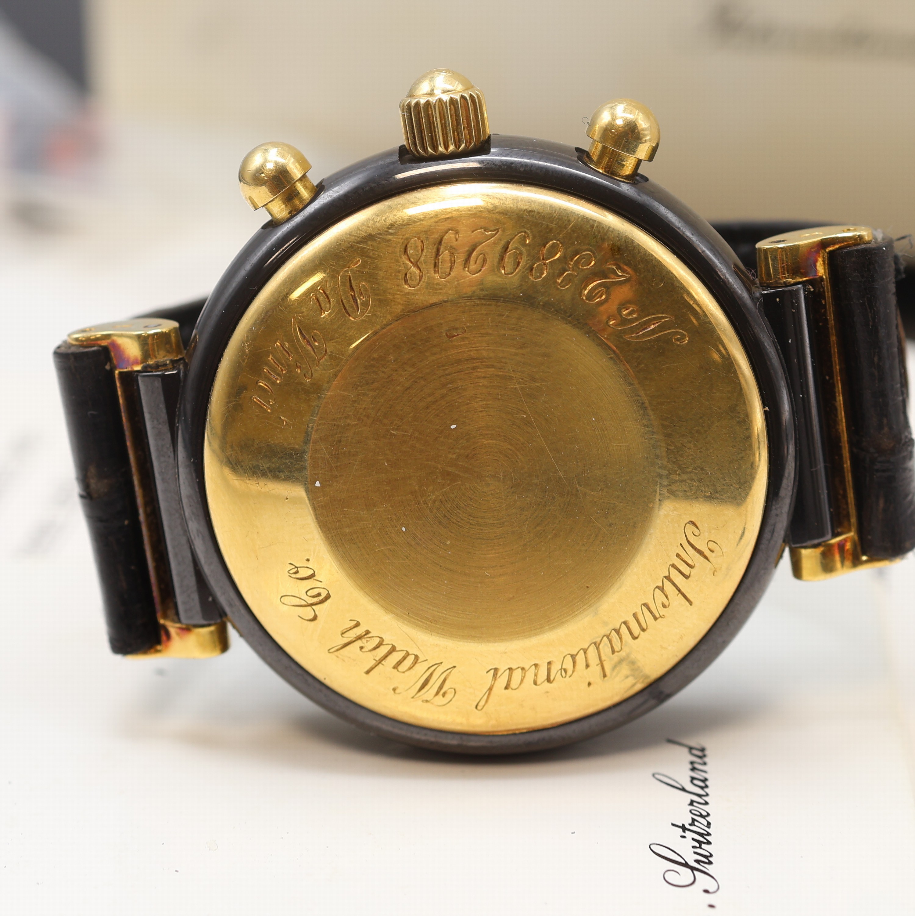 Detail f: IWC feiner und seltener, astronomischer Armbandchronograph Modell Da Vinci mit ewigem Kalender Referenz 3755, Automatik, Keramik und GG 750/000 ...