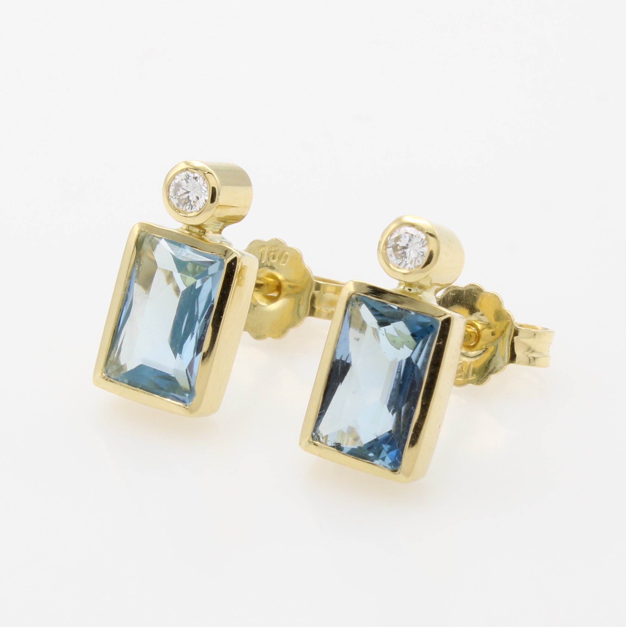 Image 27114775 - Paar Ohrstecker mit Aquamarinen und Brillanten, GG 750/000, 2 rechteckige Aquam.zus. ca. ...