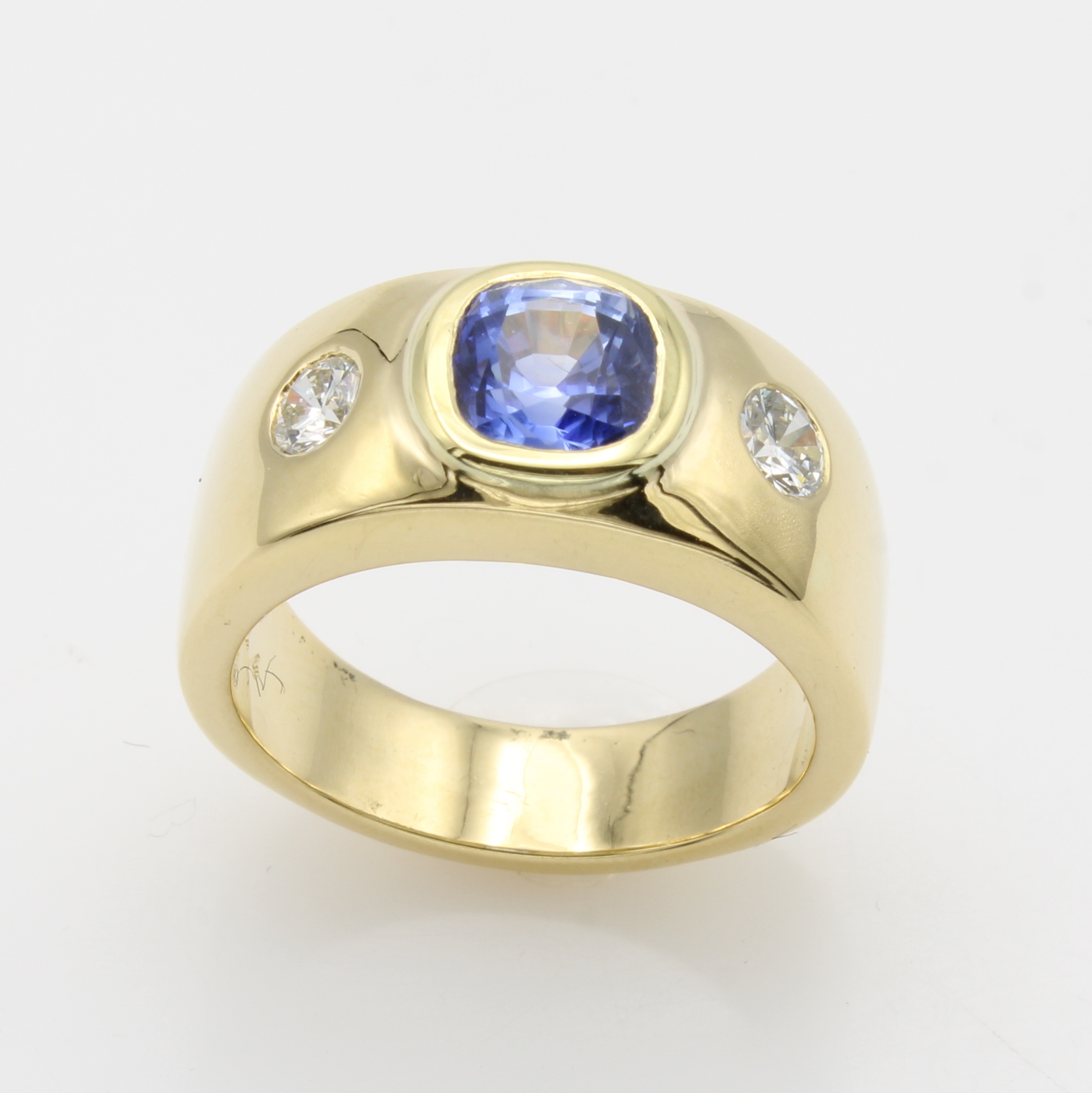 Image 27114786 - Bandring mit Saphir und Brillanten, GG 585/ 000, Saphir ca. 1.64 ct, 2 Brill. zus. ca. ...