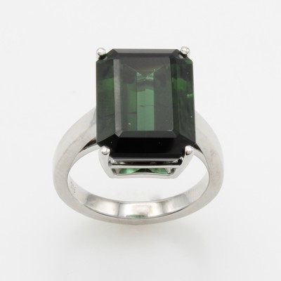 27114748b - Ring mit Turmalin, WG 750/000, Turmalin von sehr guter Farbe 11.50 ct, massive ...