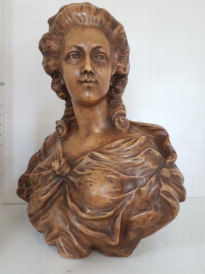 27114749a - Große Büste, Goldscheider Wien, Modellnr. 875439 25, Büste einer Frau, Keramik, ...