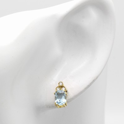 27114776a - Paar Ohrstecker mit Aquamarinen und Brillanten, GG 585/000, 2 Aquam. zus. ca. 1.6 ct, 6 ...