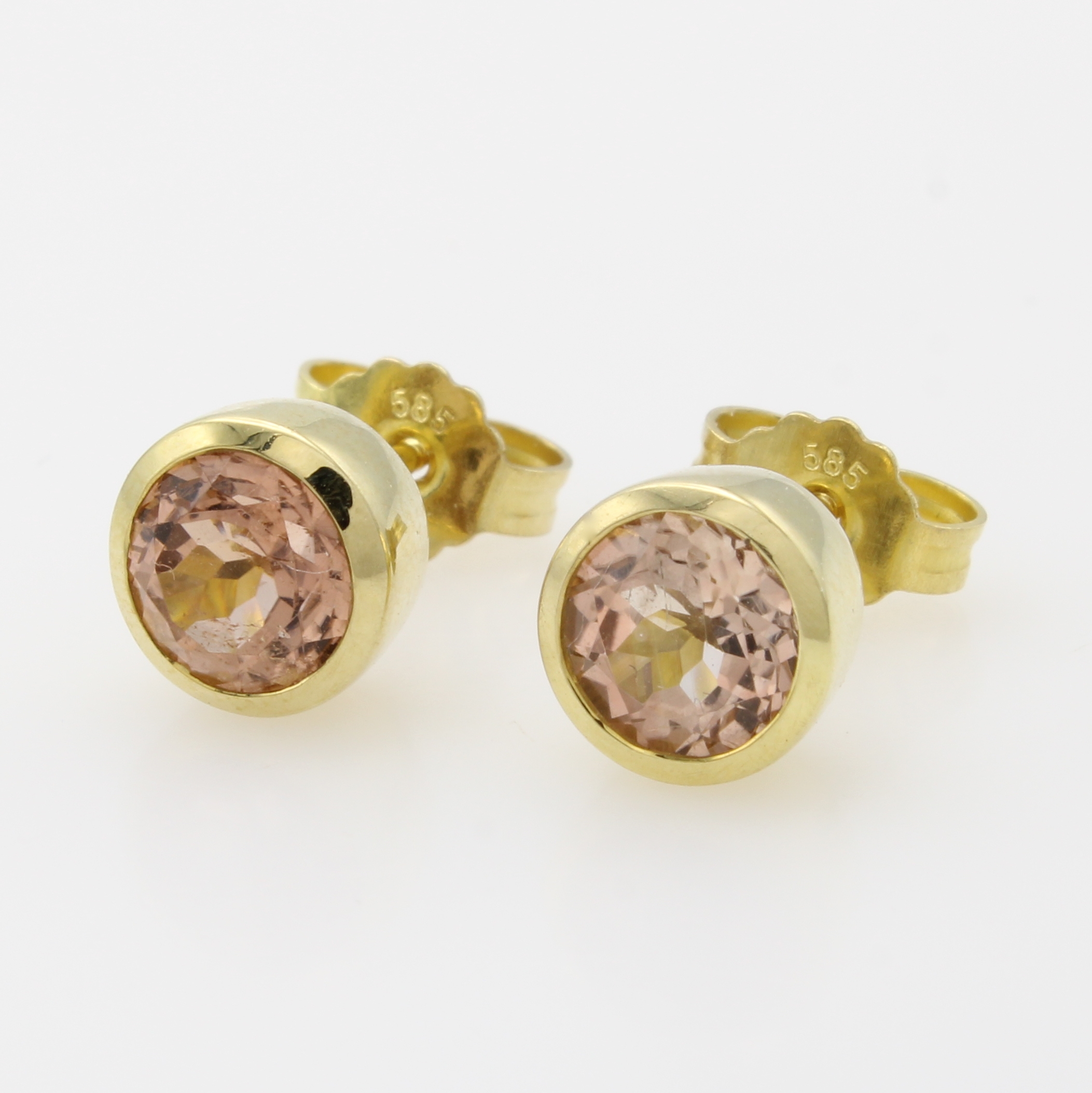 Image 27114816 - Paar Ohrstecker mit Turmalinen, GG 585/000, 2 hellrosa Turmaline in Zargenfassungen zus. ...