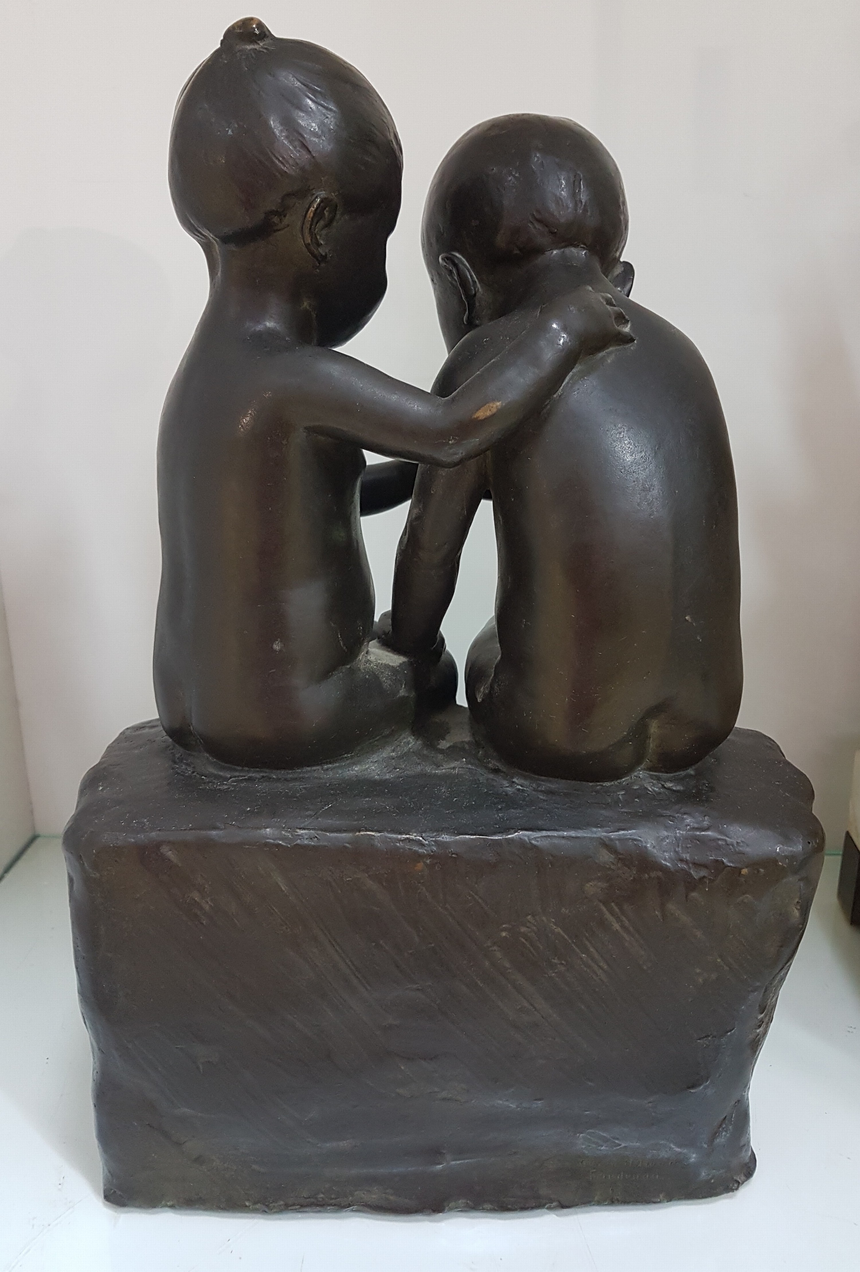 Detail f: Nach Sandor Jaray (1845-1916), Bronzeskulptur, "Adam und Eva", Entwurf für Friedrich Goldscheider, Wien, Gießerstempel Guss von H. Noack ...