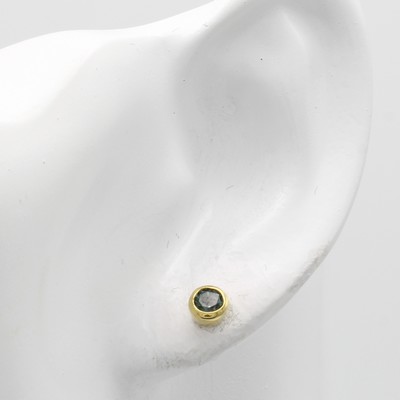 27114807a - Paar Ohrstecker mit Turmalinen, GG 585/000, 2 grüne Turmaline in Zargenfassungen zus. ...