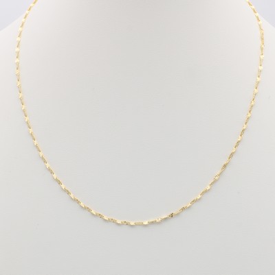 Image Feines Collier, GG 585/000, Glieder struk- turiert, Federrinschl., L. ca. 45 cm