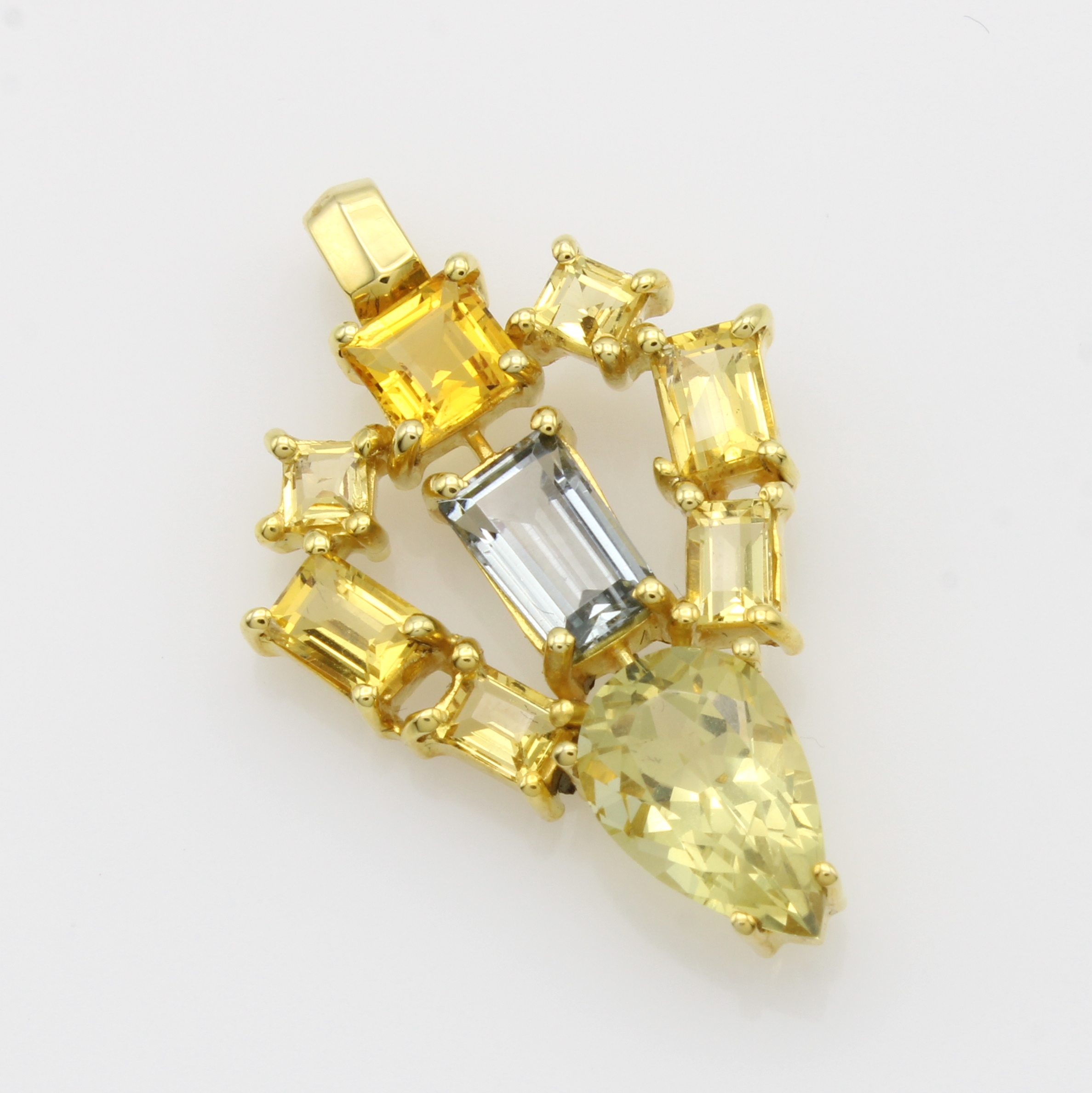 Image 27114938 - Anhänger mit Beryllen, GG 585/000, Berylle in versch. Formen u. Farben zus. ca. 6.5 ct, ...