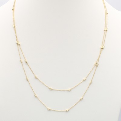 Image Feines 2-reihiges Collier, GG 585/000, Zwischenteile strukturiert, L. ca. 42-45 cm