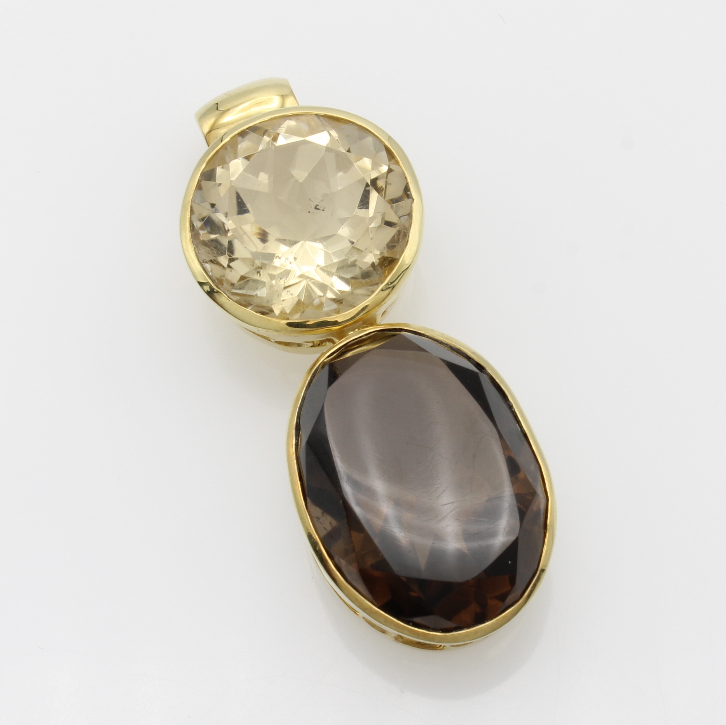 Image 27115005 - Anhänger mit Farbsteinen, GG 585/000, Citrin ca. 20 ct, Rauchquarz ca. 30.8 ct ...