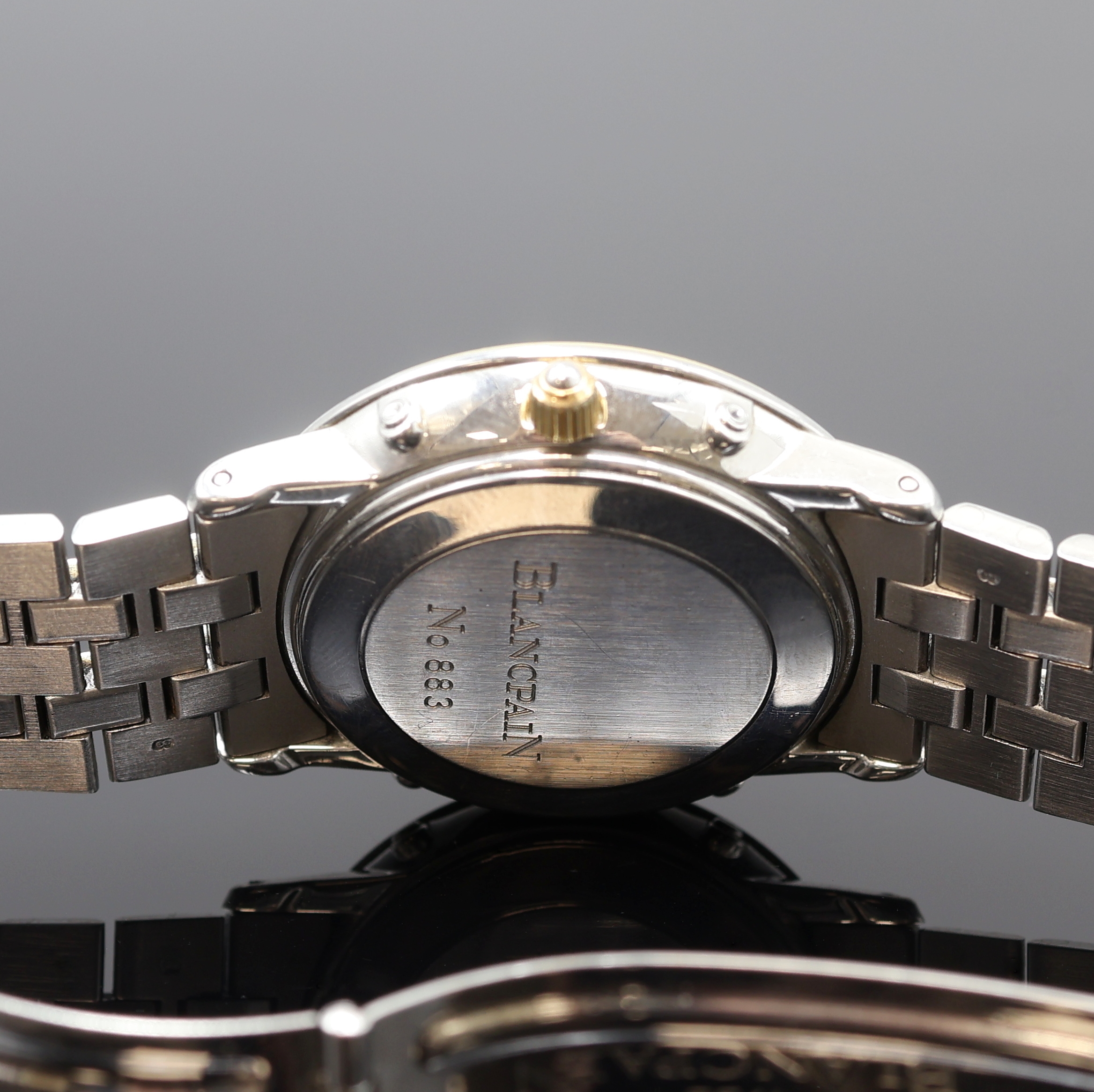 Detail d: BLANCPAIN astronomische Herrenarmbanduhr mit Vollkalenderanzeige Serie Villeret, Automatik, Schweiz um 1995, Edelstahl/Gold kombiniert inkl. ...