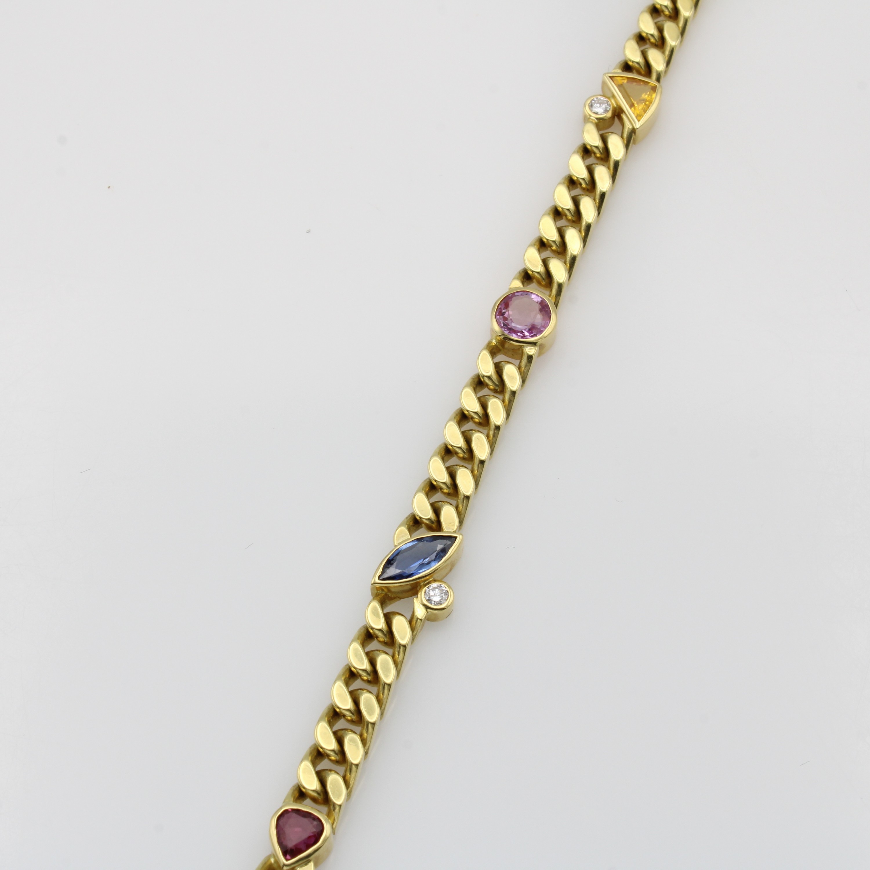 Image 27115152 - Panzerarmband mit Saphiren und Brillanten, GG 750/000, bunte Saphire in versch. Formen ...