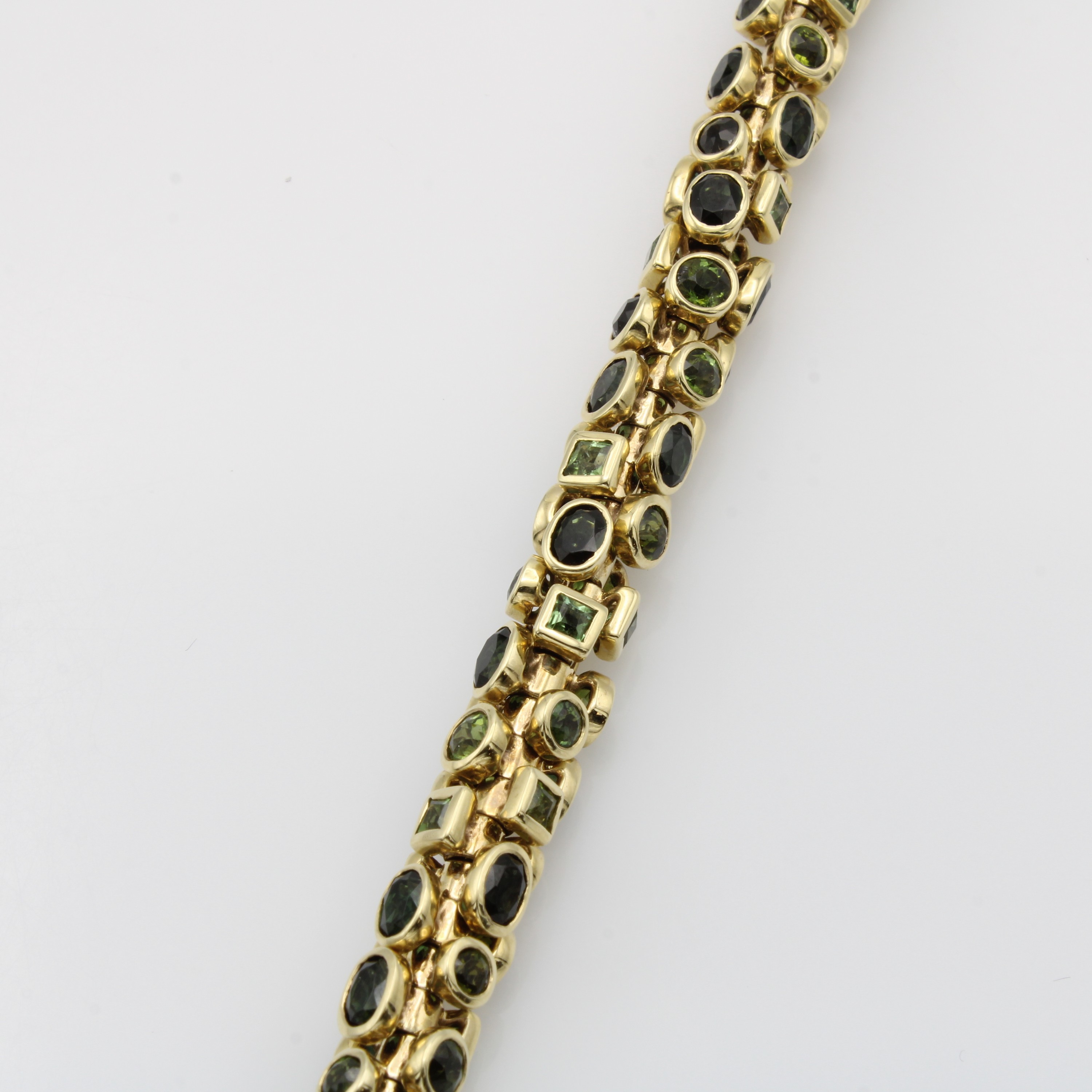 Image 27115156 - Armband mit Turmalinen, GG 585/000, einzelne Elemente auf Kette aufgezogen, grüne ...