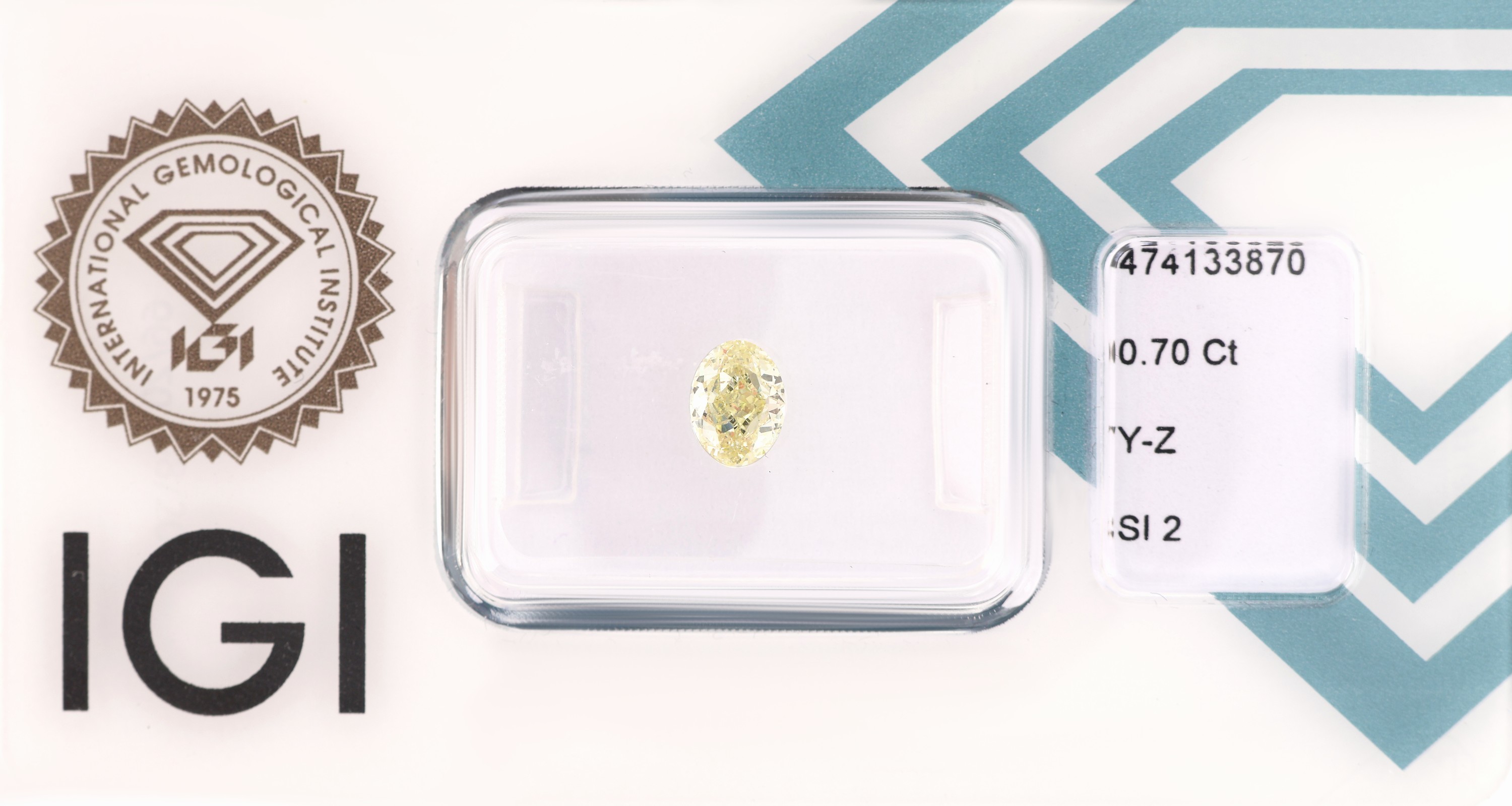 Image 27115166 - Loser Diamant 0.70 ct light Yellow(Y-Z)/si2, oval, Politur und Symmetrie sehr gut, IGI ...