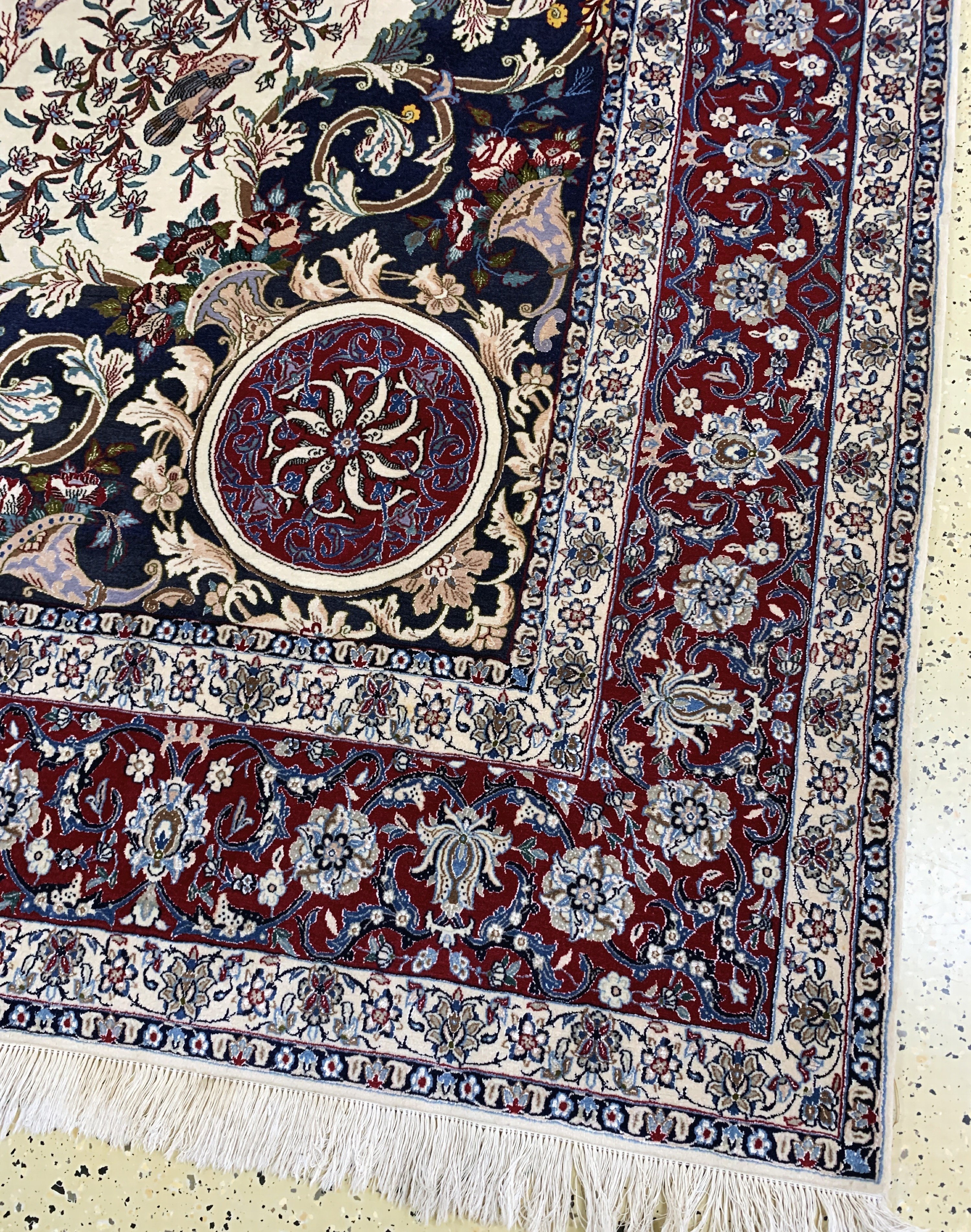 Detail a: Nain fein(6 La), Persien, Mitte 20.Jhd, Korkwolle mit Seide, ca. 359 x 259 cm, ca. 1,0Mio. Kn/qm, EHZ: 2
