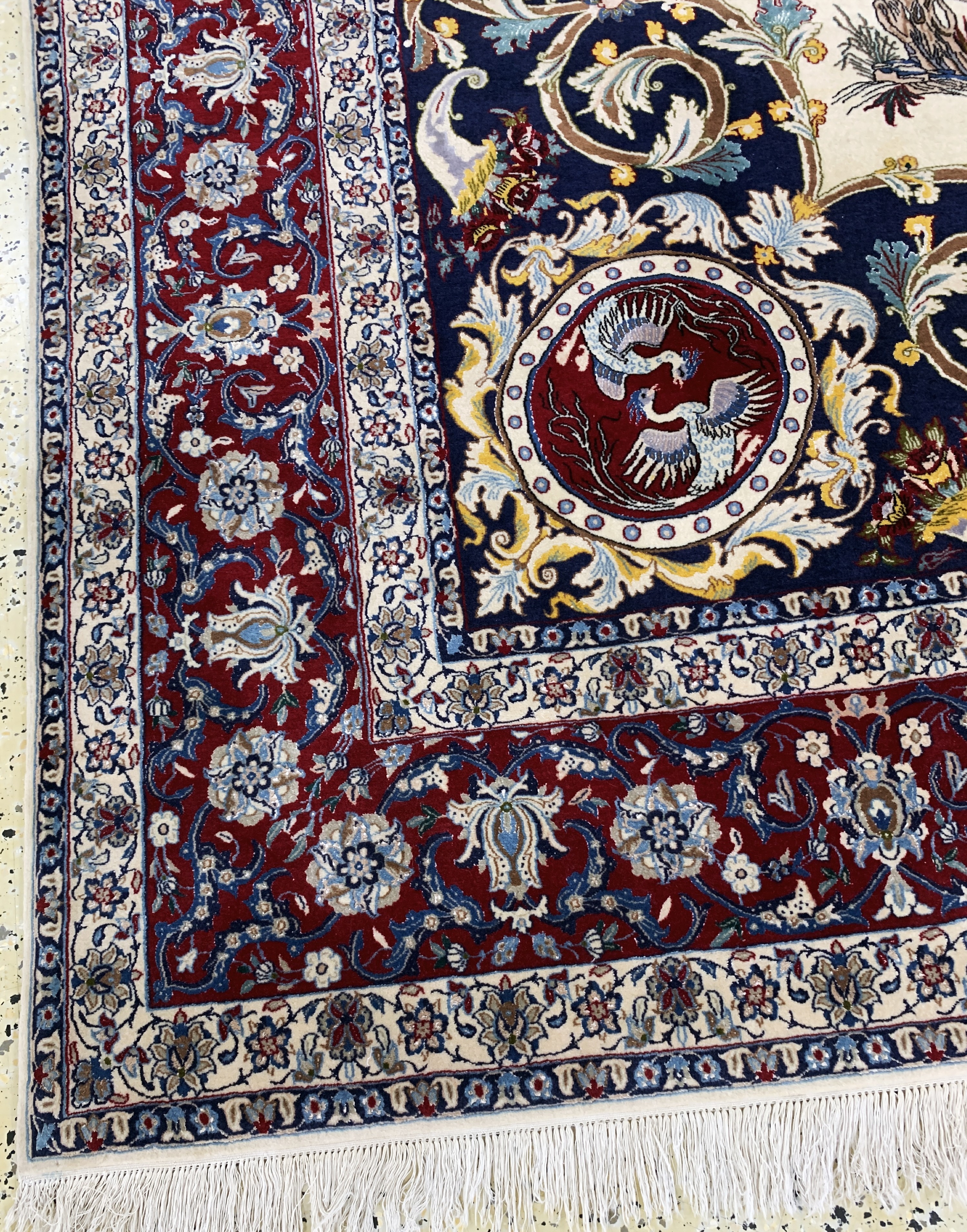 Detail g: Nain fein(6 La), Persien, Mitte 20.Jhd, Korkwolle mit Seide, ca. 359 x 259 cm, ca. 1,0Mio. Kn/qm, EHZ: 2