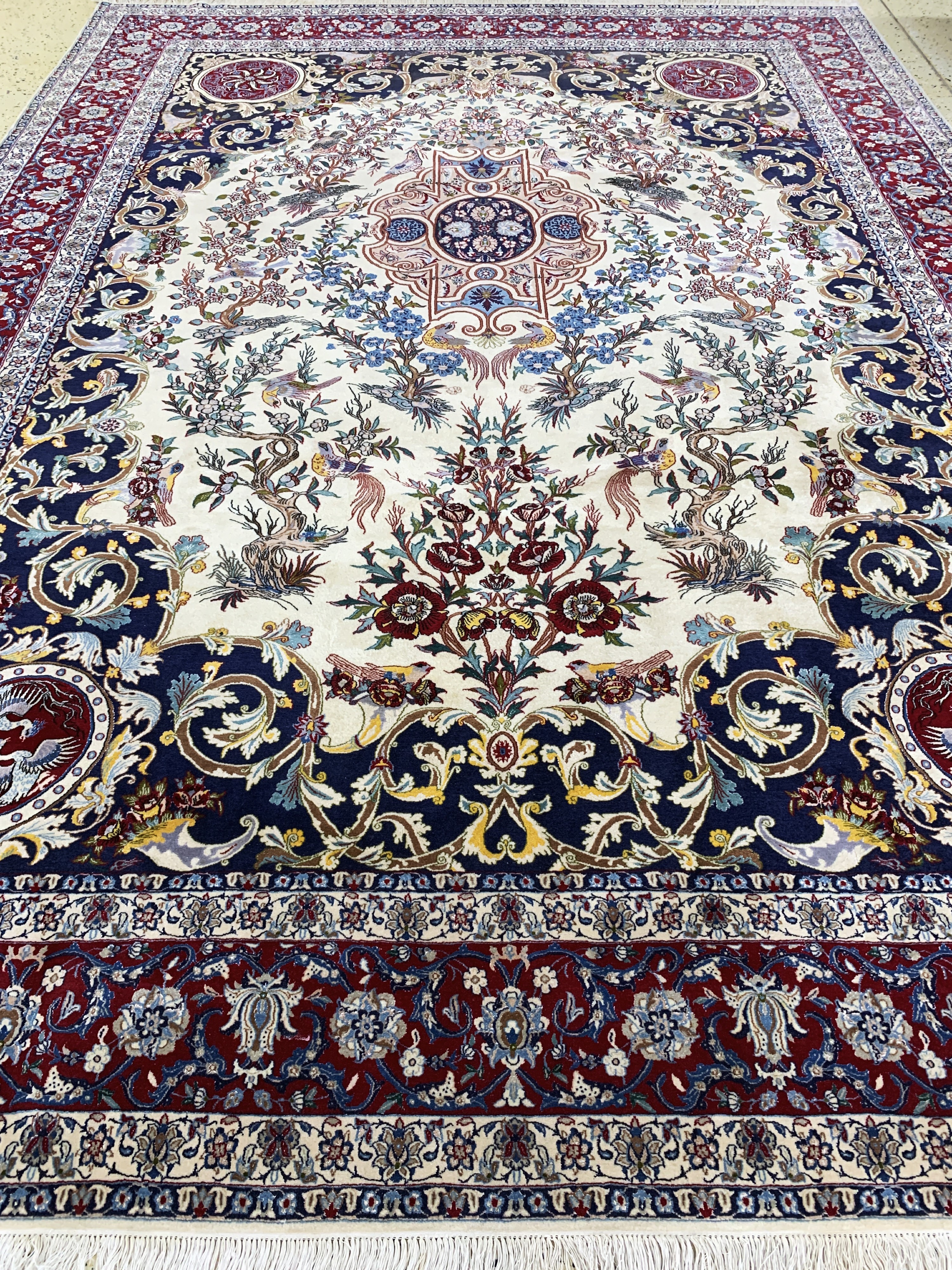 Detail i: Nain fein(6 La), Persien, Mitte 20.Jhd, Korkwolle mit Seide, ca. 359 x 259 cm, ca. 1,0Mio. Kn/qm, EHZ: 2