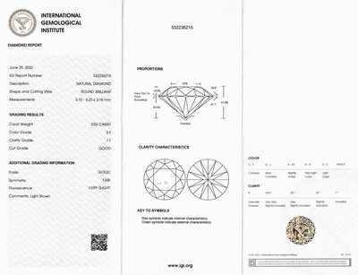 27115170a - Loser Brillant 0.53 ct Light Brown(S-T)/p1, Politur gut, IGI Expertise anbei ...